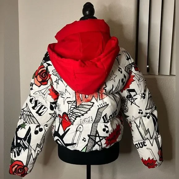 NWT Stylish Graphic Winter Puffer Jacket - Picture 2 of 16